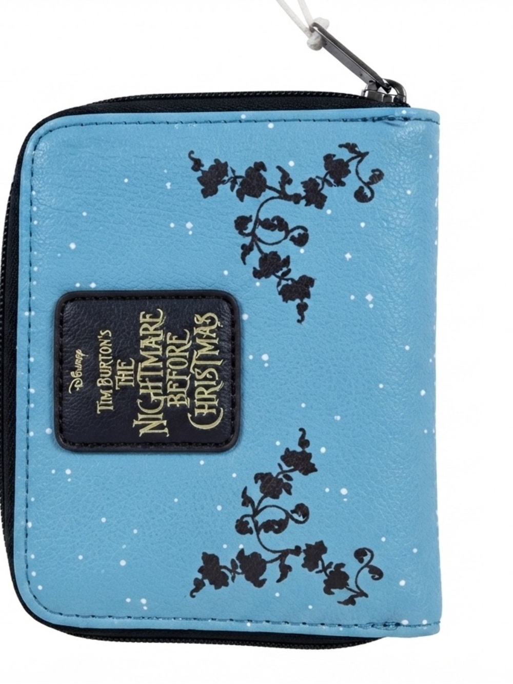 Disney Light Blue Zip Card Holder with Black Floral Accents